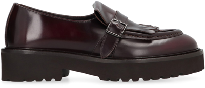 Shop Doucal's Leather Loafers In Burgundy