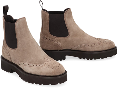 Shop Doucal's Suede Ankle Boots In Grey