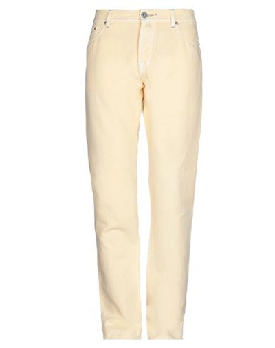 Shop Jacob Cohёn Man Pants Light Yellow Size 32 Cotton, Linen