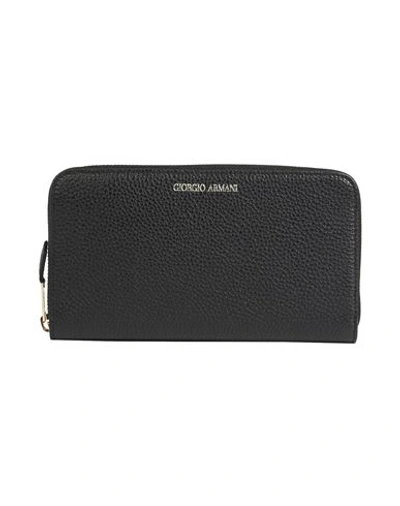 Shop Giorgio Armani Woman Wallet Black Size - Calfskin