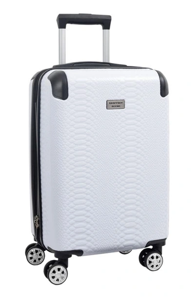 Shop Geoffrey Beene Snakeskin Embossed Tote Bag & Hardside Spinner Suitcase Set In White/ Black Trim