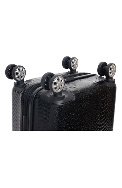 Shop Geoffrey Beene Snakeskin Embossed Tote Bag & Hardside Spinner Suitcase Set In Black/ Black