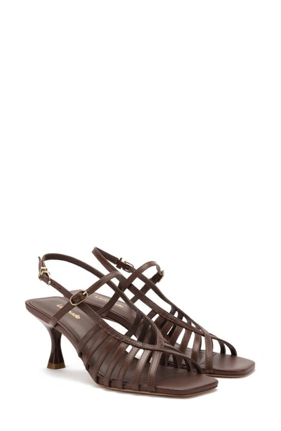 Larroude Leandra Strappy Slingback Sandal In Brown