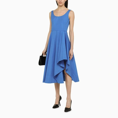 Shop Alexander Mcqueen Flared Midi Dress In Blue