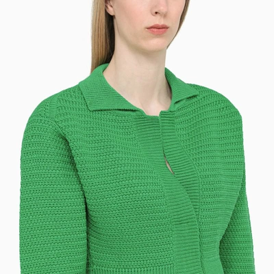 Shop Art Essay Knitted Cardiganwhite Knitted Cardigan In Green