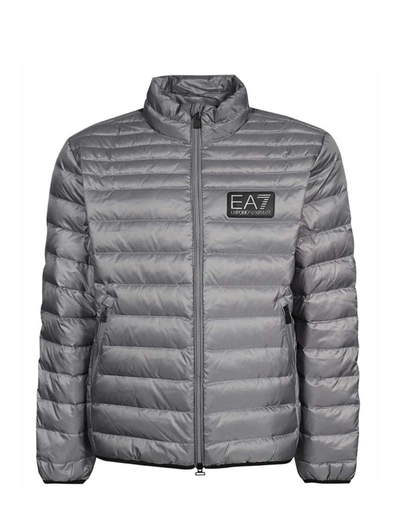 Shop Ea7 Coats In Gray Flannel