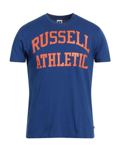 Shop Russell Athletic Man T-shirt Bright Blue Size M Cotton