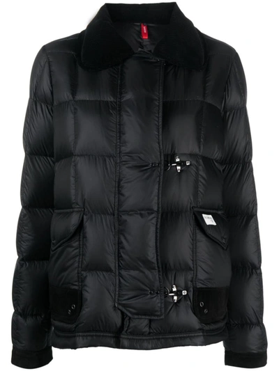 Fay Down Jacket With Corduroy Collar And Suede Trim In Black
