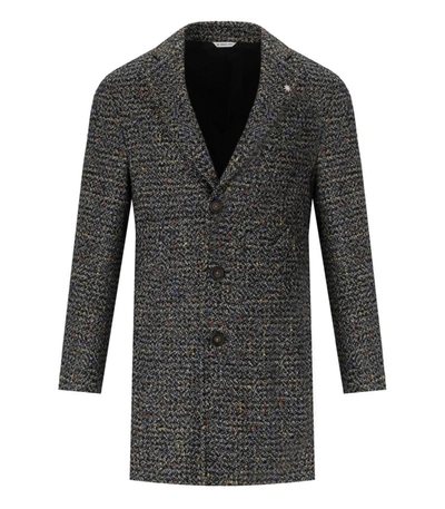 Shop Manuel Ritz Melange Grey Single Breasted Coat