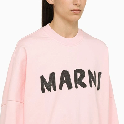 Shop Marni Wide Crew-neck Sweatshirt In Pink