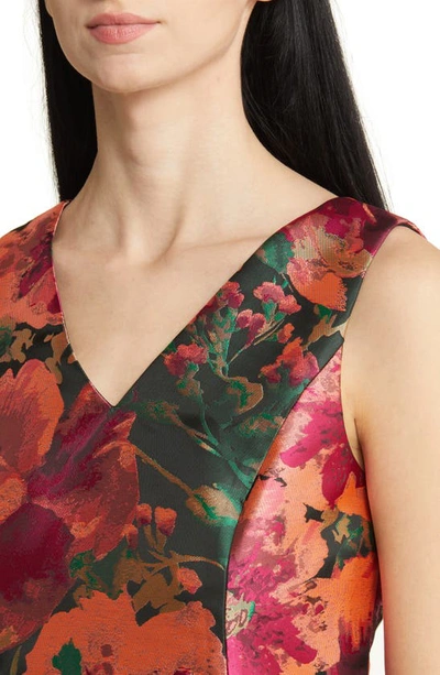 Shop Anne Klein Floral Jacquard Sheath Dress In Amaranth Multi