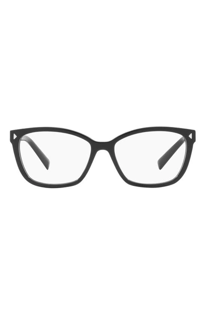 Shop Prada 57mm Rectangular Optical Glasses In Black