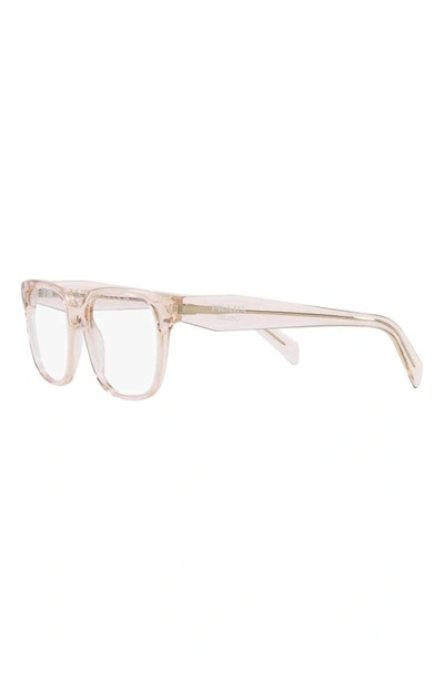 Prada 55mm Rectangular Optical Glasses In Pink