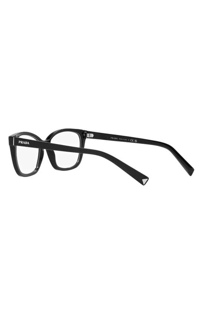 Prada 57mm Rectangular Optical Glasses In Black