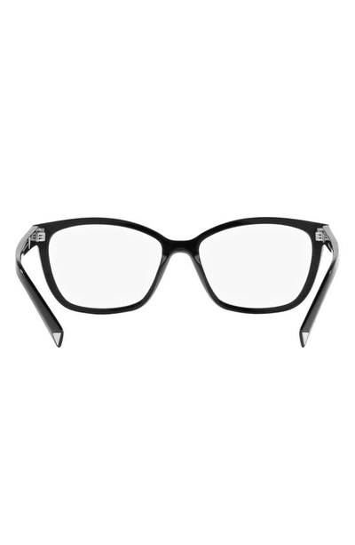 Prada 57mm Rectangular Optical Glasses In Black