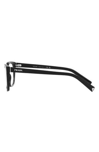 Prada 57mm Rectangular Optical Glasses In Black