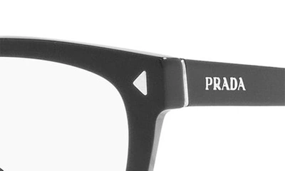 Prada 57mm Rectangular Optical Glasses In Black