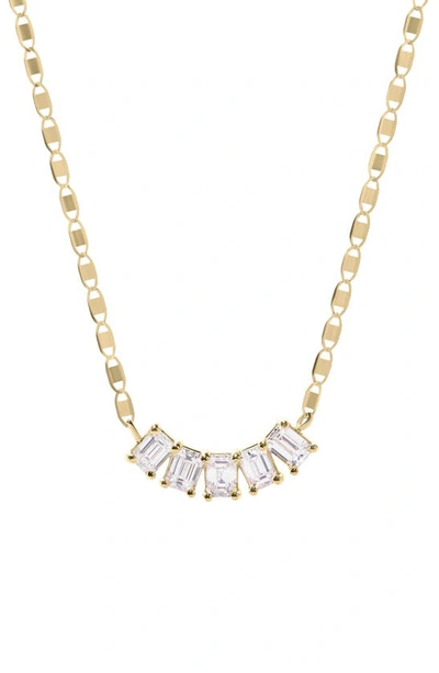 Shop Lana Five-diamond Emerald Cut Necklace In Yellow Gold