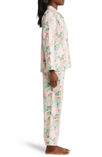 Shop Papinelle Sasha Floral Print Brushed Cotton Blend Pajamas In English Rose