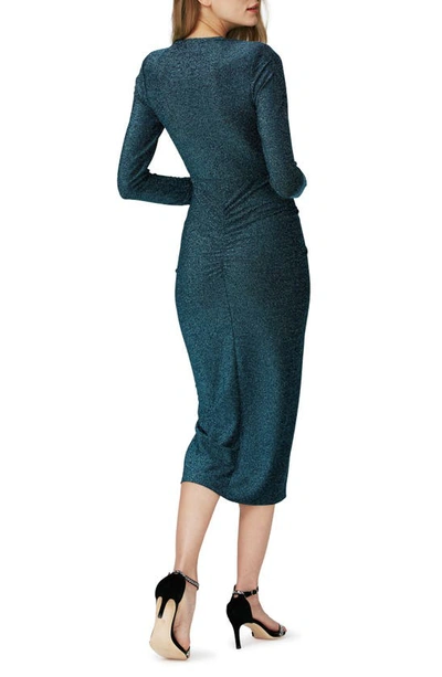 Shop Diane Von Furstenberg Hades Metallic Long Sleeve Body-con Dress In Metallic Blue