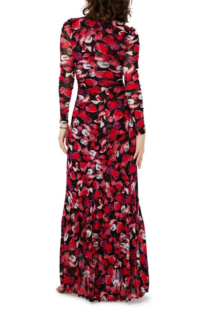 Shop Diane Von Furstenberg Adara Floral Long Sleeve Maxi Dress In Passion Petals Berry Red