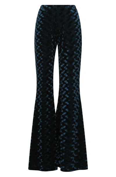 Shop Diane Von Furstenberg Ruthette Velvet Flare Pants In Circles Ocean Blue