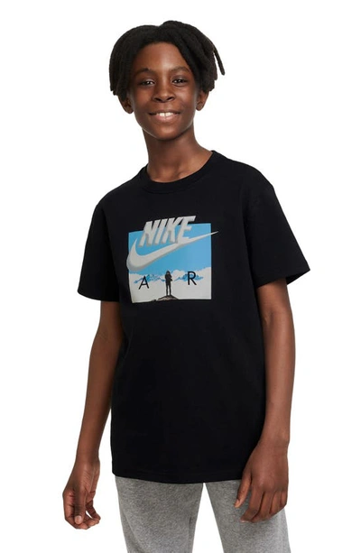 Shop Nike Kids' Sportswear Cotton Graphic T-shirt In Black