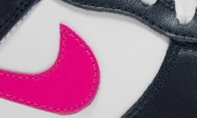 Shop Nike Kids' Dunk Low Basketball Sneaker In Dark Obsidian/ Pink/ White