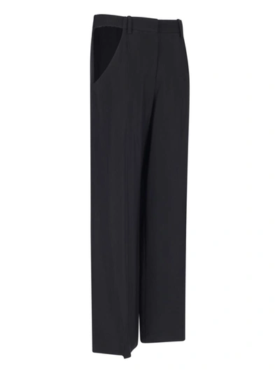 Mugler Cut-out Wide-leg Tailored Trousers In Black