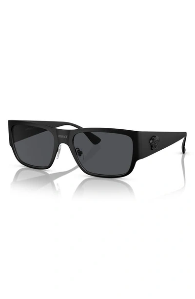 Shop Versace 56mm Square Sunglasses In Matte Black
