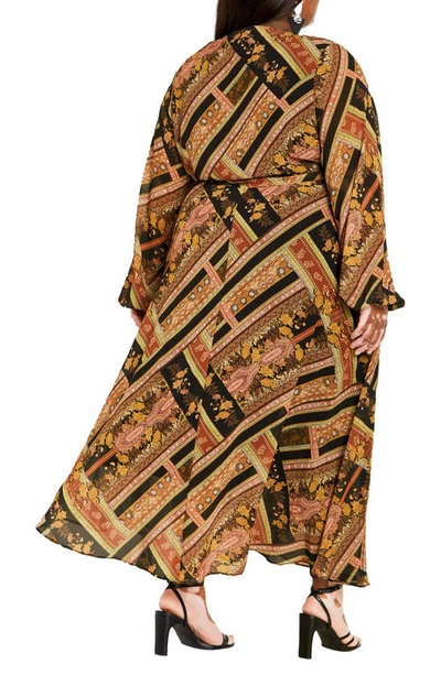 Shop City Chic Margo Mixed Print Long Sleeve Maxi Dress In Angelina Print