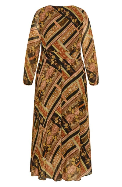 Shop City Chic Margo Mixed Print Long Sleeve Maxi Dress In Angelina Print