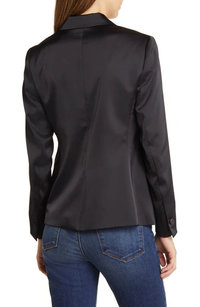 Shop Anne Klein Peaked Lapel Satin Blazer In Anne Black