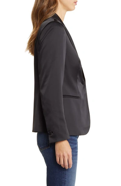 Shop Anne Klein Peaked Lapel Satin Blazer In Anne Black