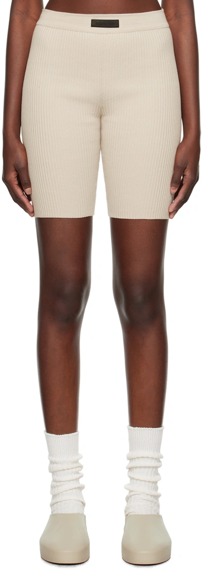 Shop Essentials Taupe Patch Shorts In Silver Cloud