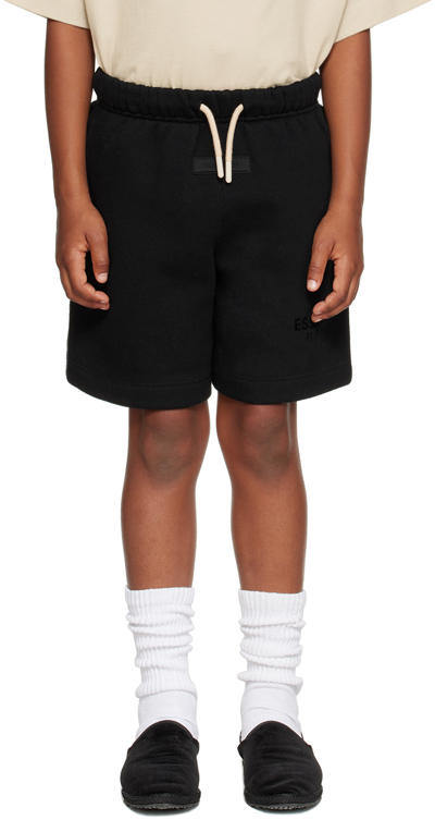 Shop Essentials Kids Black Drawstring Shorts In Jet Black