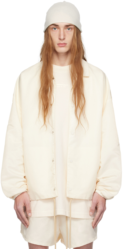 Shop Essentials Off-white Drawstring Jacket In Cloud Dancer