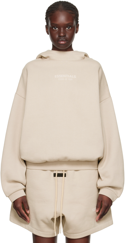 Shop Essentials Taupe Bonded Hoodie In Silver Cloud