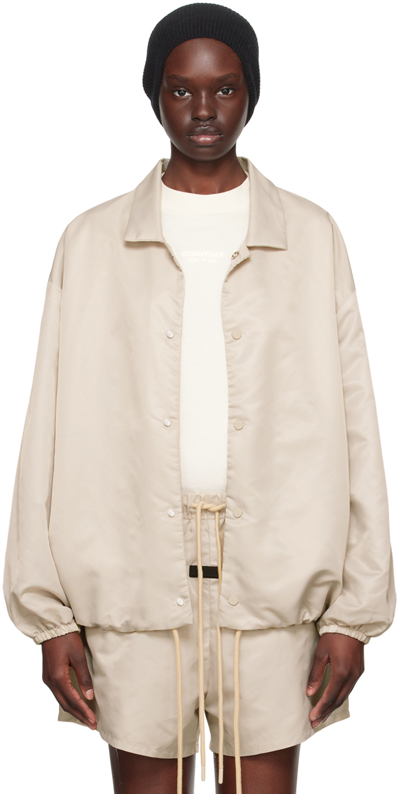 Shop Essentials Taupe Drawstring Jacket In Silver Cloud
