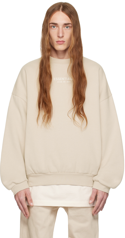 Shop Essentials Taupe Crewneck Sweatshirt In Silver Cloud