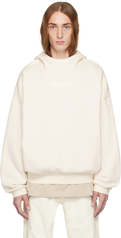 Shop Essentials Off-white Bonded Hoodie In Cloud Dancer