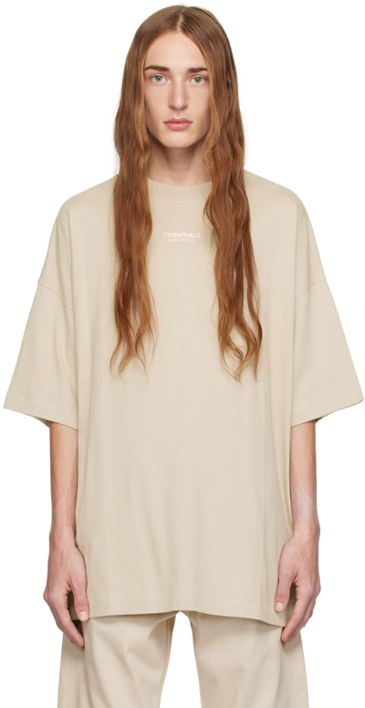 Shop Essentials Taupe Crewneck T-shirt In Silver Cloud