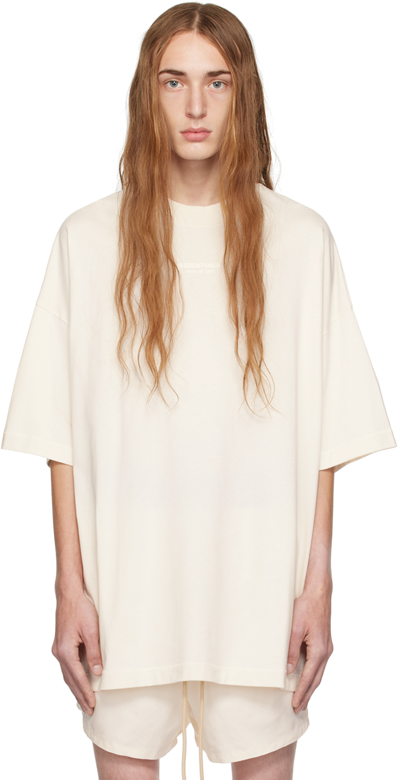 Shop Essentials Off-white Crewneck T-shirt In Cloud Dancer