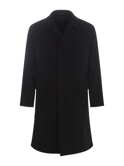 Tagliatore Coat In Virgin Wool Blend In Black