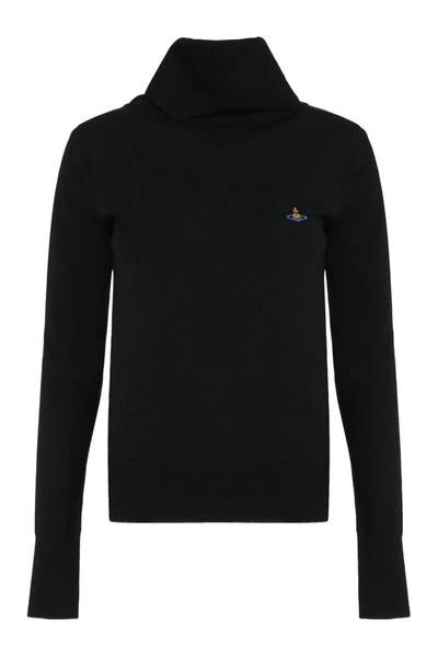 Shop Vivienne Westwood Giulia Virgin-wool Turtleneck Sweater In Black