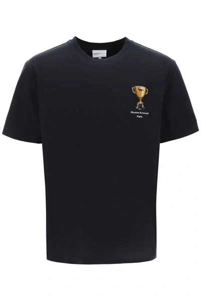 Shop Maison Kitsuné Maison Kitsune T-shirt With Trophy Embroidery In Black
