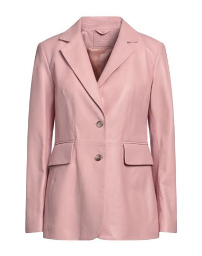 Desa 1972 Woman Suit Jacket Pastel Pink Size 4 Soft Leather In Pink