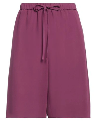 Valentino Garavani Woman Shorts & Bermuda Shorts Deep Purple Size 4 Silk In Purple