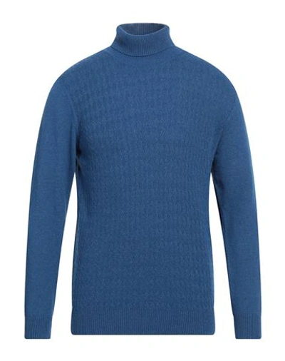 Angelo Nardelli Man Turtleneck Blue Size 48 Merino Wool, Viscose, Polyamide, Cashmere In Blue