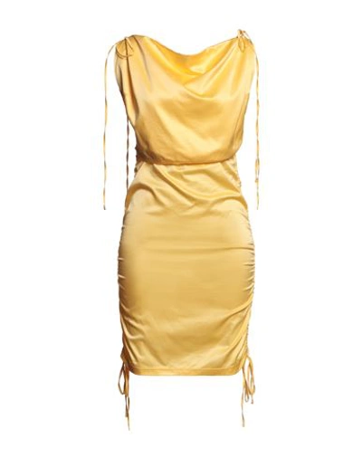 Shop Jijil Woman Mini Dress Yellow Size 4 Cotton, Silk, Elastane